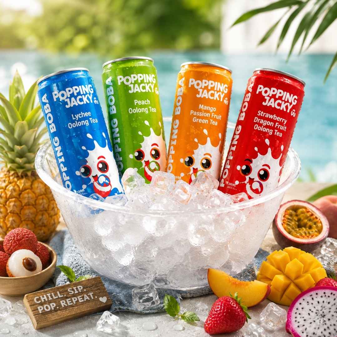POPPING JACKY VARIETY PACK – ALL 4 FLAVOURS POPPING BOBA DRINK 240ML