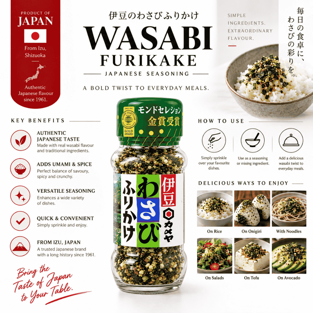 Wasabi Furikake 48g | Japanese Rice Seasoning with Sesame, Nori & Wasabi