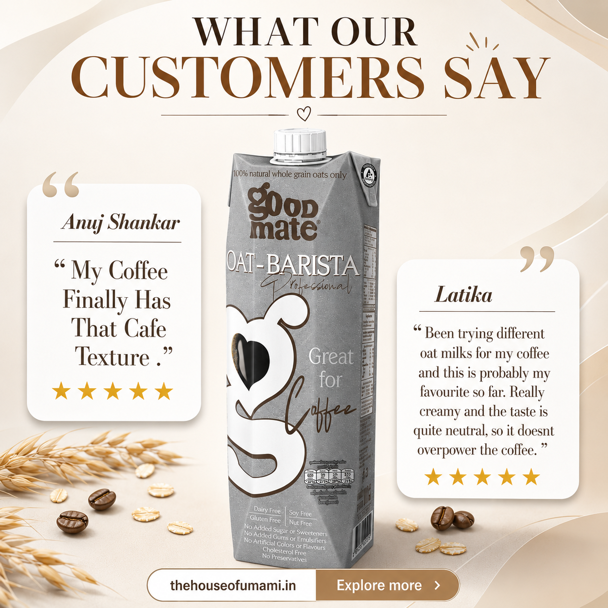 Goodmate Barista Oat Milk – 1L Dairy-Free, Extra Creamy — customer review highlight