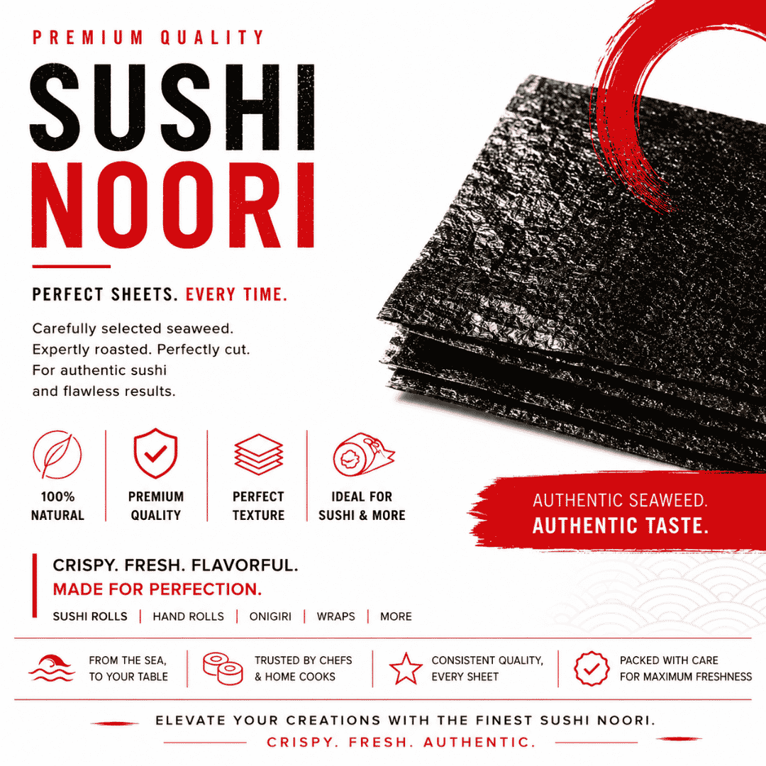 PREMIUM ROASTED SUSHI NORI SHEETS | 10 SHEET | 50 SHEET