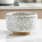 White Lightning Raku Matcha Bowl