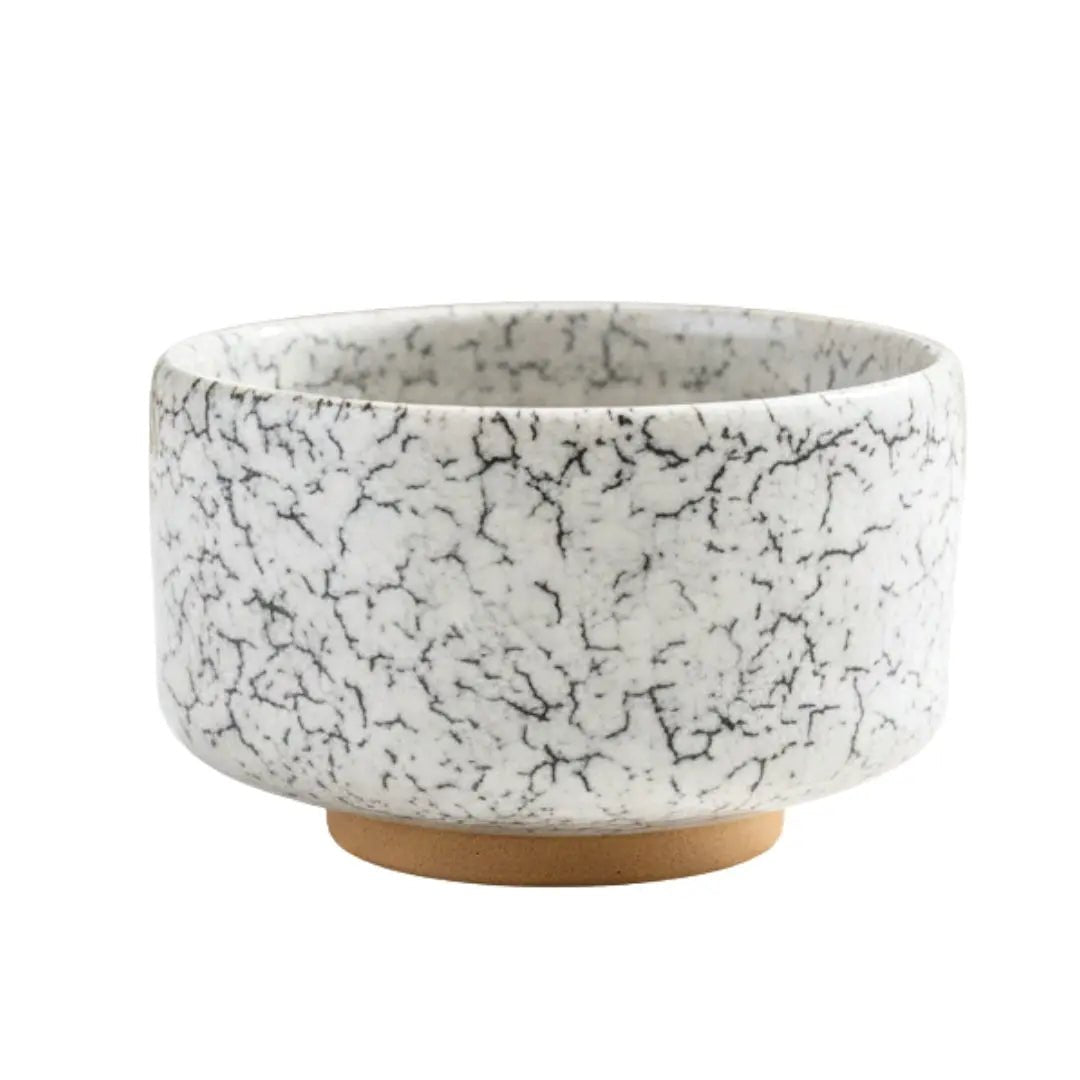White Lightning Raku Matcha Bowl - The House of Umami